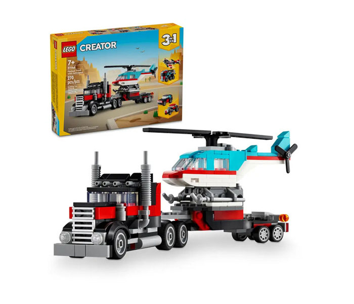 Igračka Lego kocke Creator Flatbed Truck with Helicopter 7g+