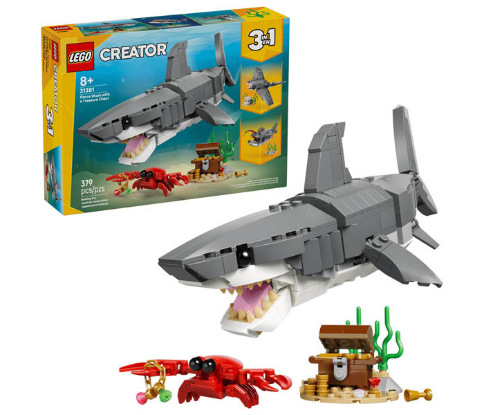 Igračka Lego kocke Creator 3-in-1 Fierce Shark with a Treasure Chest 8+