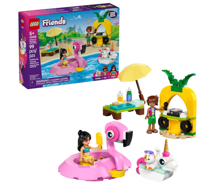 Igračka Lego kocke Friends Unicorn & Flamingo Pool Party 5+