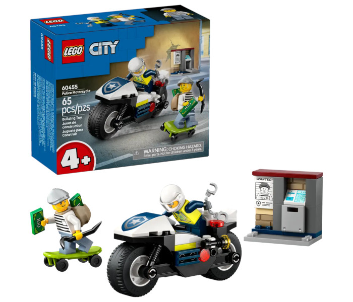 Igračka Lego kocke City Police Motorcycle Chase 4+