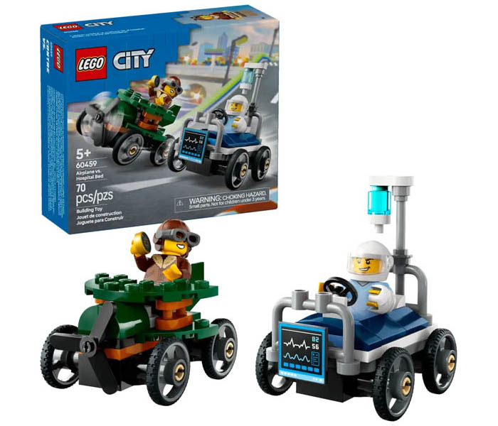 Igračka Lego kocke City Airplane vs. Hospital Bed Race Car Pack 5+