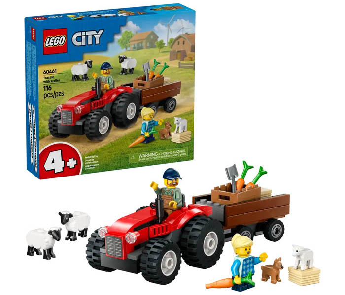 Igračka Lego kocke City Red Farm Tractor with Trailer & Sheep 4+