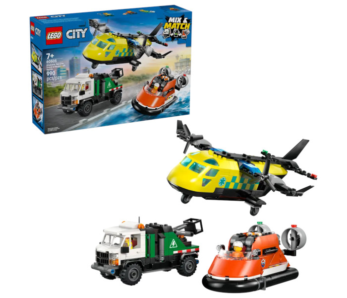 Igračka Lego kocke City Airplane, Service Truck & Hovercraft Remix 7+