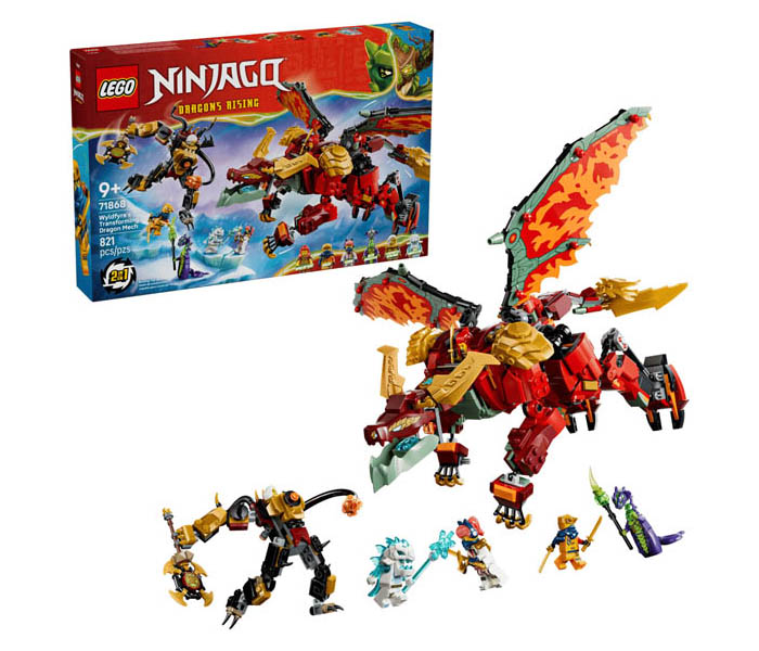 Igračka Lego kocke NINJAGO® Wyldfyre's Transforming Dragon Mech 9+
