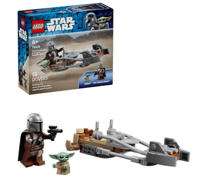 Igračka Lego kocke Star Wars™ The Mandalorian & Grogu's Speeder Bike™ 6+