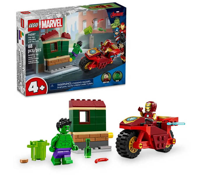Igračka Lego kocke Marvel Iron Man with Bike and The Hulk 4+