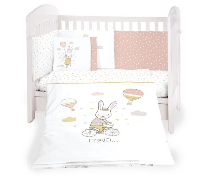 Set posteljina Kikkaboo šestodjelna 60/120 rabbits in love