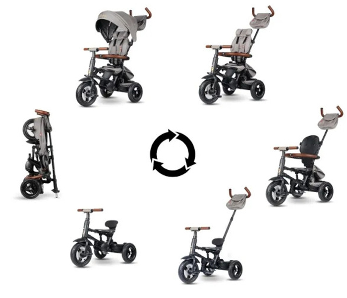 QPlay triciklo Rito  Deluxe S380-17, sivo