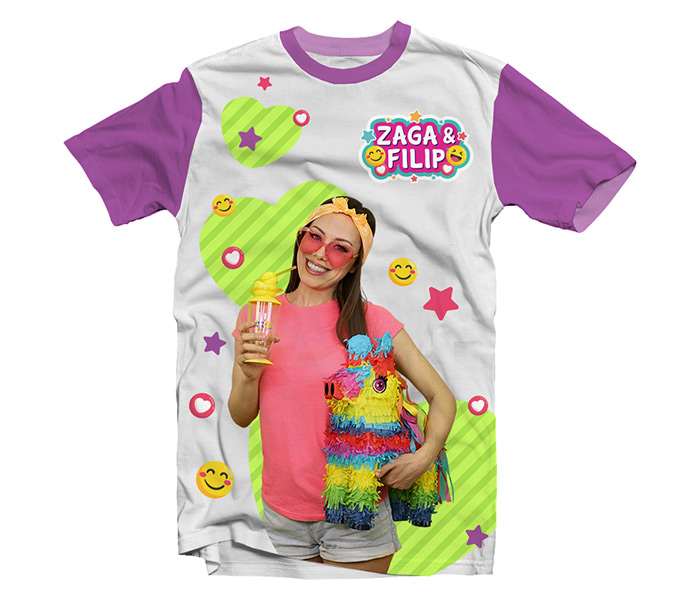 Djecija majica Zaga i Filip ljubicasta, velicina 8 kratki rukav