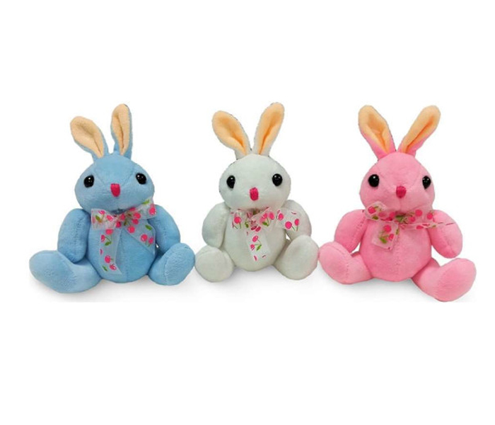 Plišana igracka zec (bijeli, plavi rozi)15 cm.