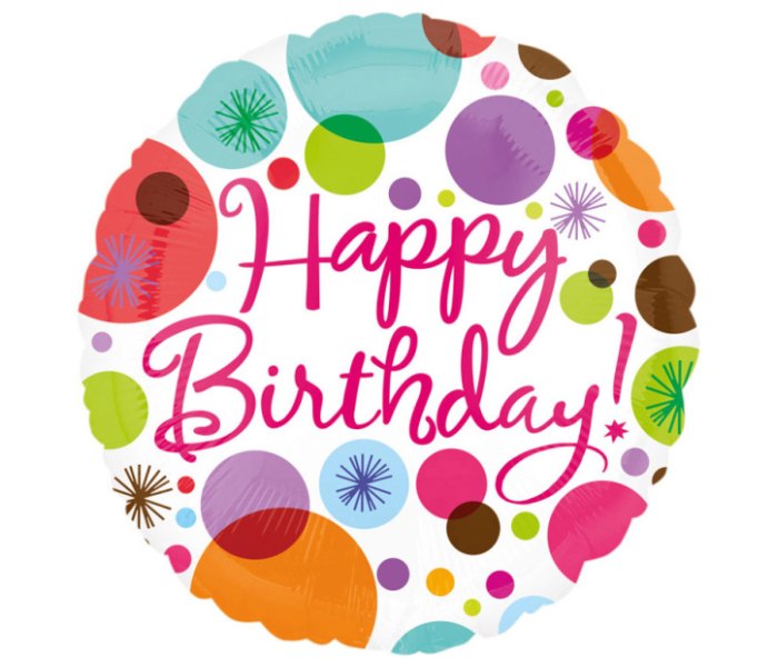 Klasični balon od folije Happy Birthday Polka Dots