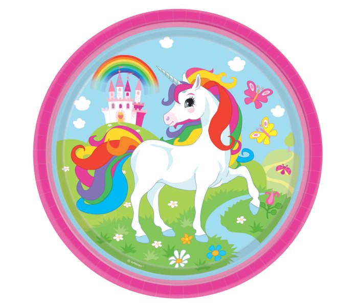 8 tanjira Unicorn okrugli papir 23 cm