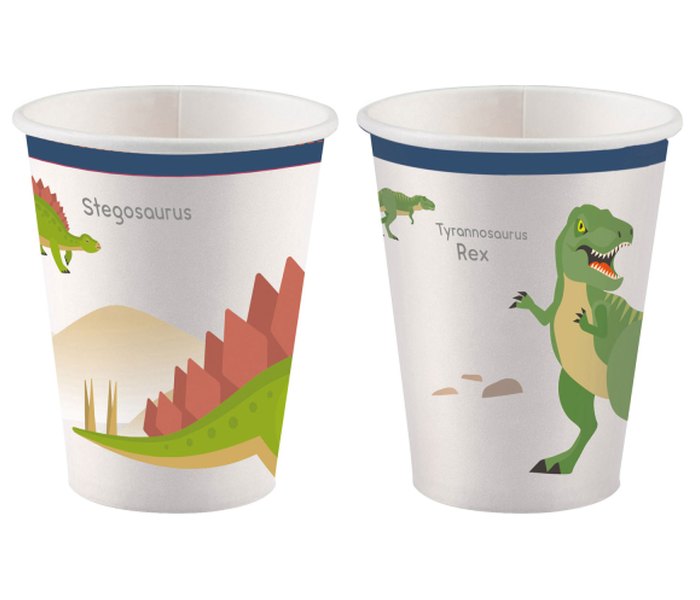 8 čaša Happy Dinosaur papir 250 ml