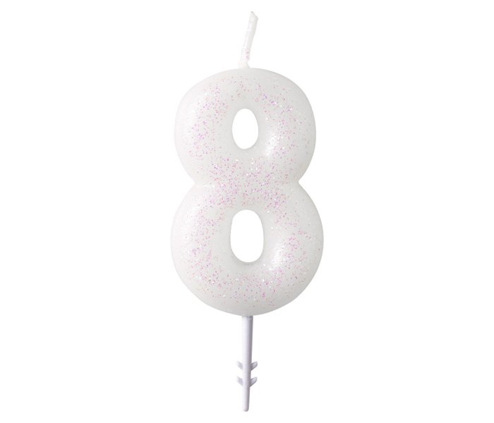 Svjećica za tortu broj 8 sjajna visine 6.5 cm