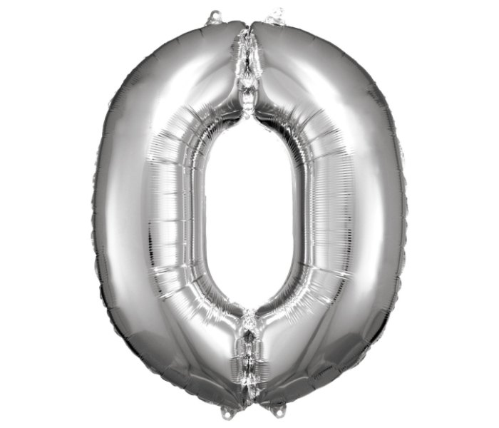 Veliki broj 0 srebrni balon od folije 70 cm x 86 cm