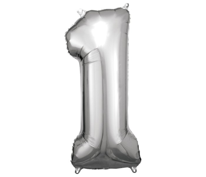 Veliki broj 1 srebrni balon od folije 38 cm x 86 cm