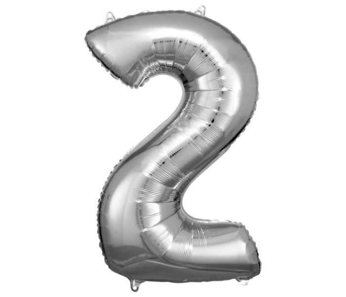 Veliki broj 2 srebrni balon od folije 57 cm x 86 cm