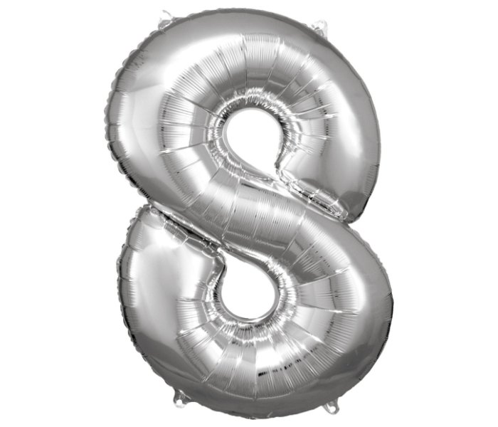Veliki broj 8 srebrni balon od folije 57 cm x 86 cm