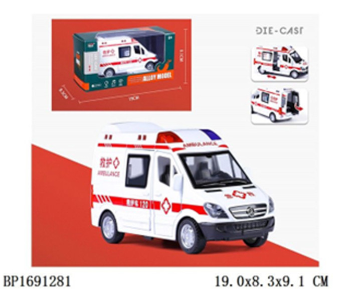 Igračka vozilo hitne pomoći na potez sa svijetlom i muzikom