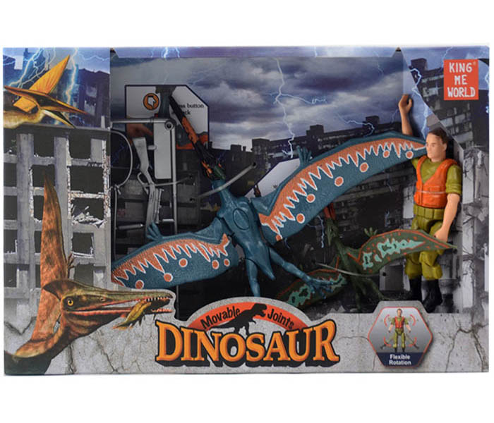 Igracka pterodaktil i figura istraživača