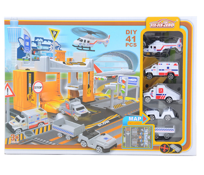 Igracka inženjerski aerodrom sa vozilima i znacima