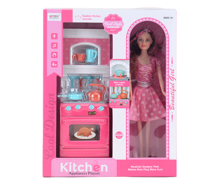Igračka kuhinja set sa lutkom 11 inca i sa svjetlom i muzikom