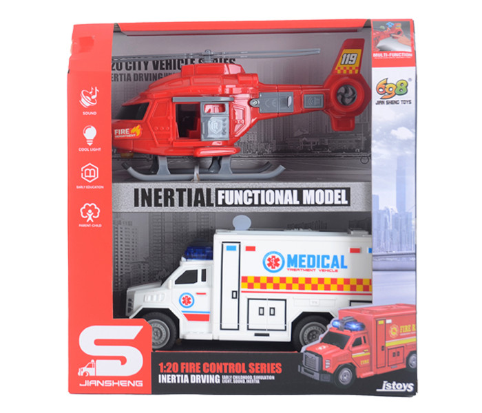 Igračka ambulatno vozilo sa helikopterom i sa svjetlom i muzikom