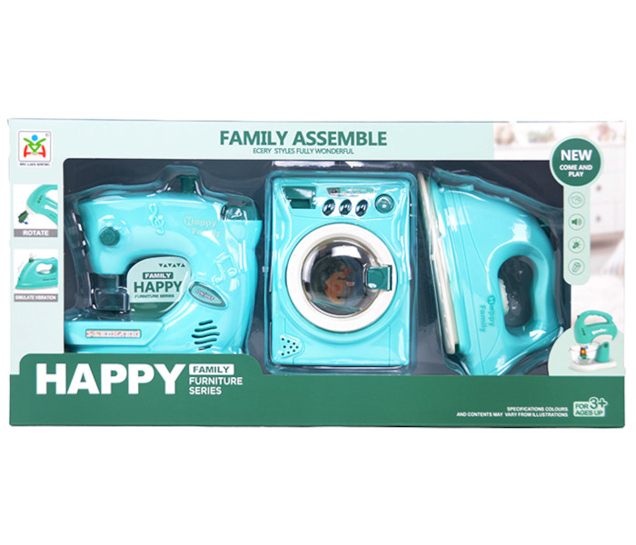 Igračka set veš mašina, šivaća mašina, pegla sa svijetlom i muzikom