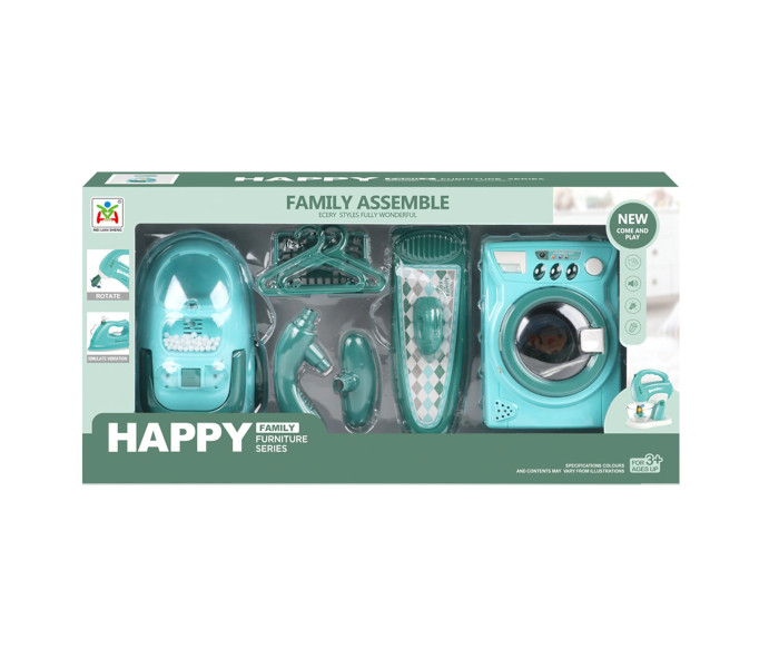 Igračka set mašina za veš, usisivač, daska za peglanje i pegla sa svijetlom i muzikom