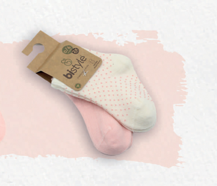 Čarapice za bebu BiStyle 2 komada 06-12 roze-bež