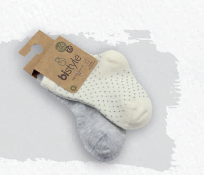 Čarapice za bebu BiStyle 2 komada 12-24 sive-bež