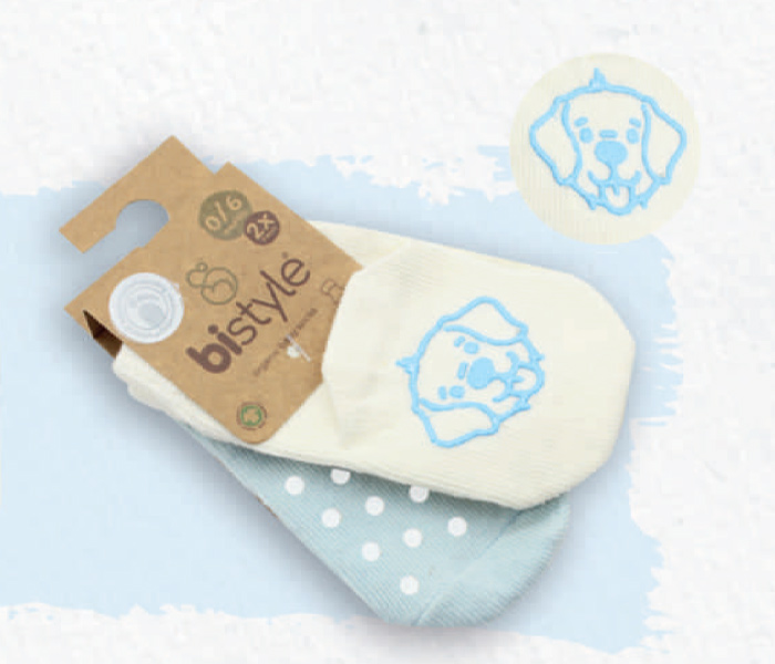 Čarapice za bebu BiStyle neklizajuće 2 komada 12-24 plave-bež