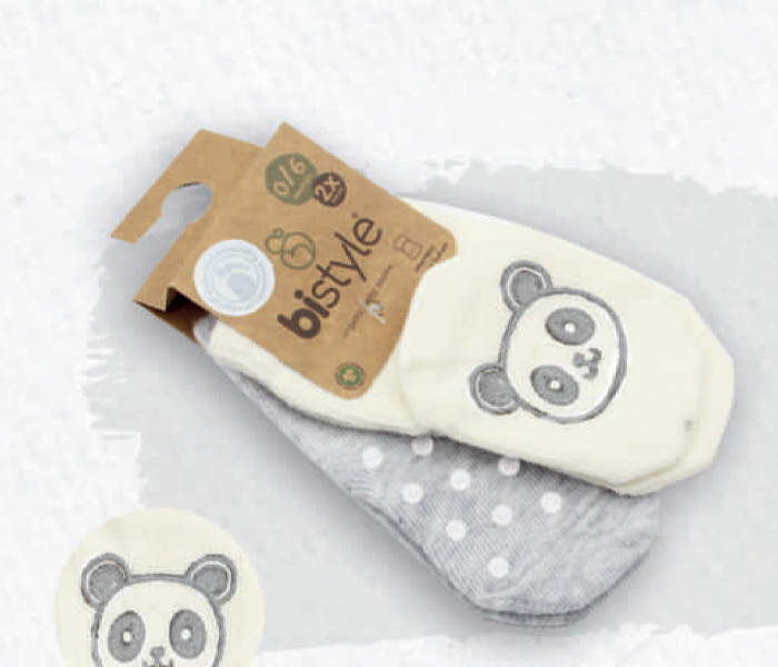 Čarapice za bebu BiStyle neklizajuće 2 komada 00-06 sive-bež