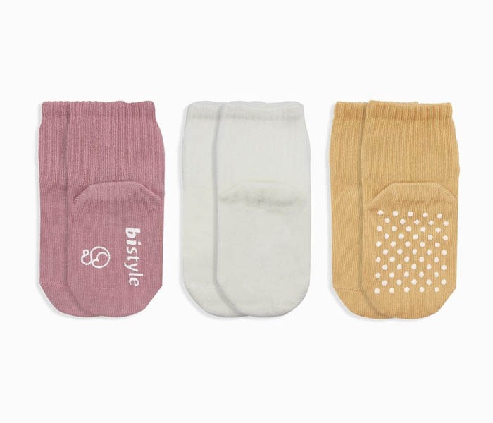 Čarapice za bebe BiStyle neklizajuće 3/1 ,roze-bež-00-03