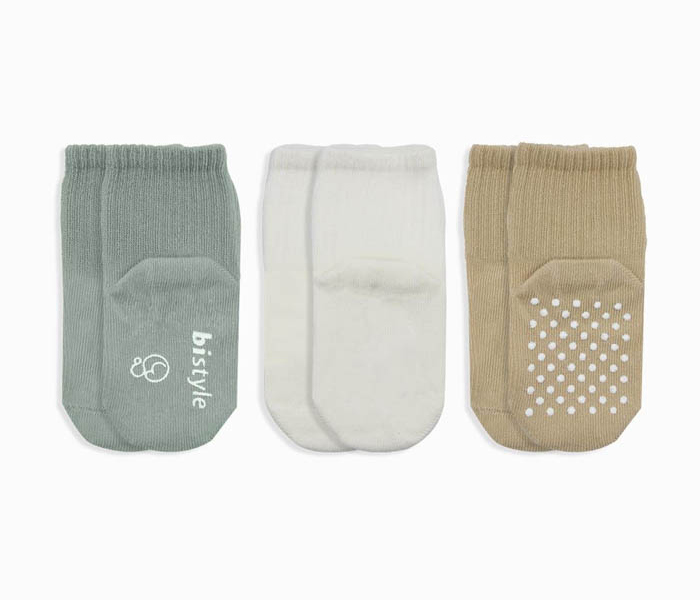 Čarapice za bebe BiStyle neklizajuće 3/1 ,zelene-bež-00-03