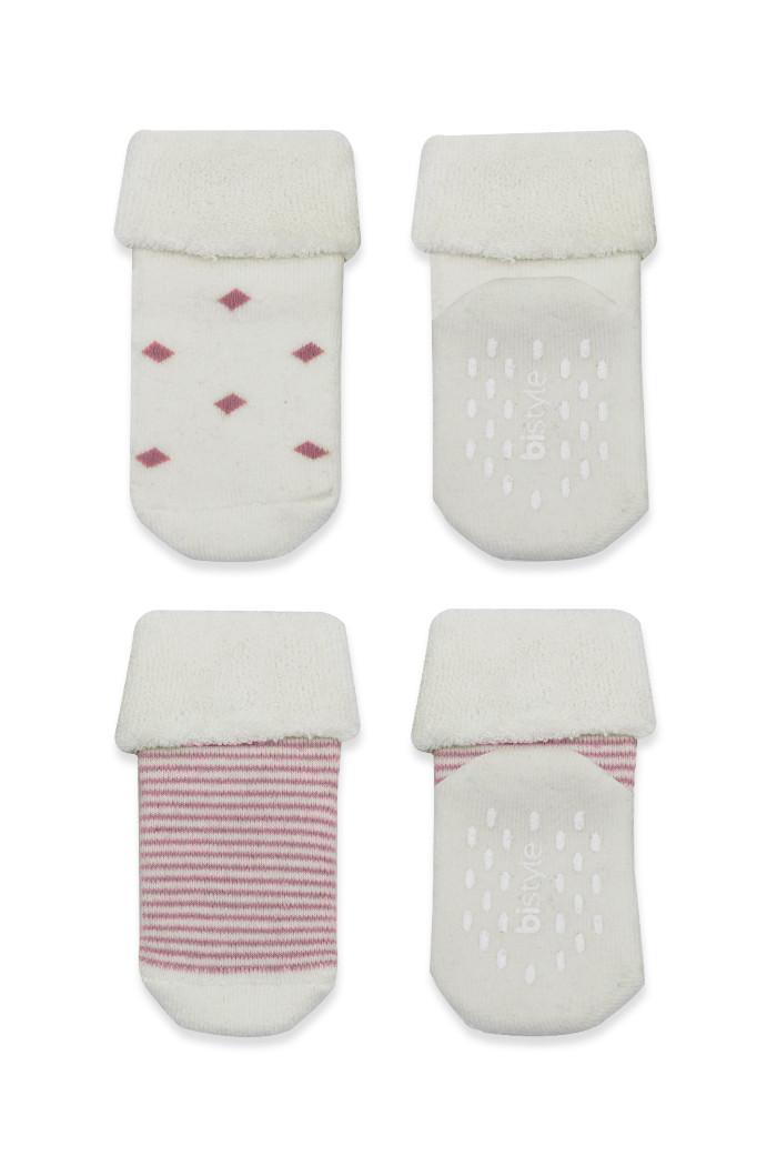Čarapice za bebe BiStyle neklizajuće pamučne 2/1 ,roze,24-36
