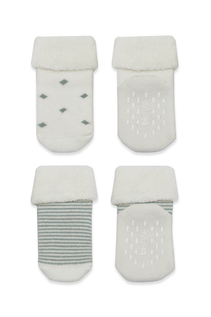 Čarapice za bebe BiStyle neklizajuće pamučne 2/1 ,zelene,12-24