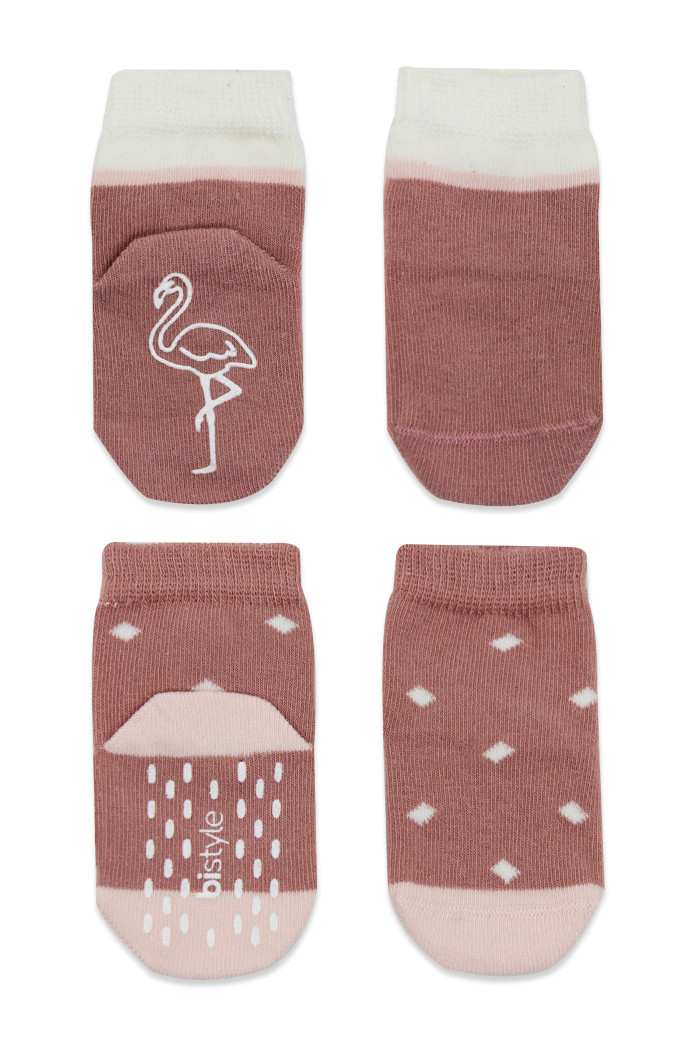 Čarapice za bebe BiStyle neklizajuće 2/1 ,roze,00-06