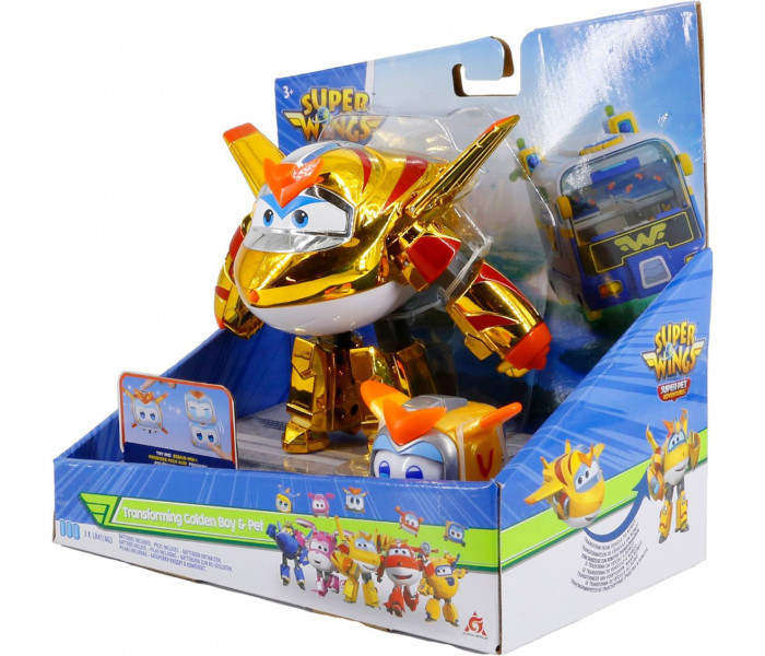 Igračka Super Wings super pet transforming Golden Boy and pet