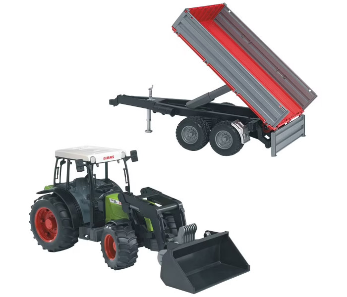 Igračka Bruder traktor sa kašikom i prikolicom