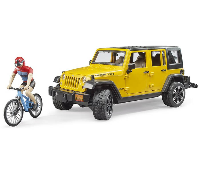 Igračka Bruder džip sa planinskim biciklom i figurom bicikliste