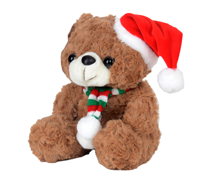 Plišana igračka meda sa božićnom kapicom