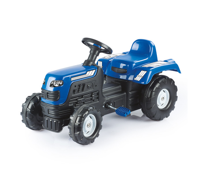 Veliki traktor na pedale sa prikolicom, plavi