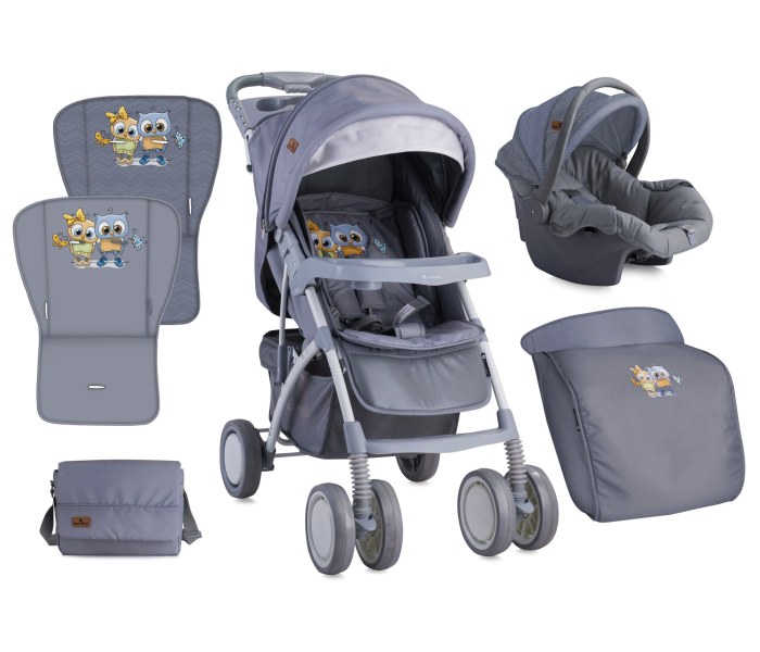 Kolica rio set grey baby owls