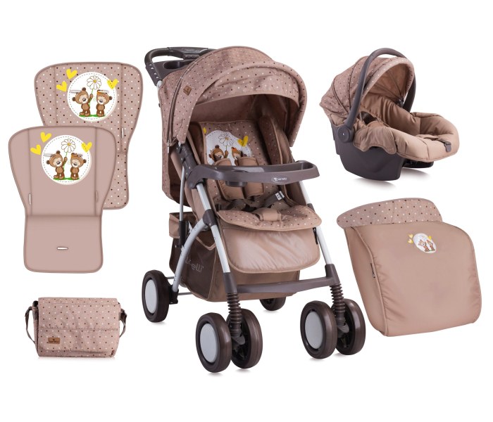 Kolica rio set grey beige daisy bears