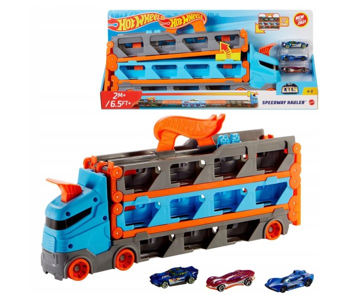Igračka Hot wheels mega transporter sa stazom