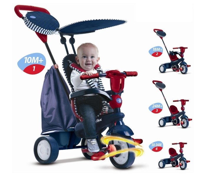 Tricikl smart trike star 10 m+ teget-crveni