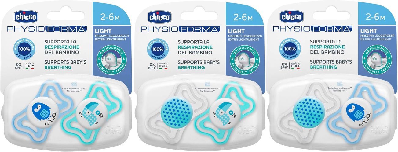 Varalica physio light silikon 2/1 2-6m+ 0%bpa-plava