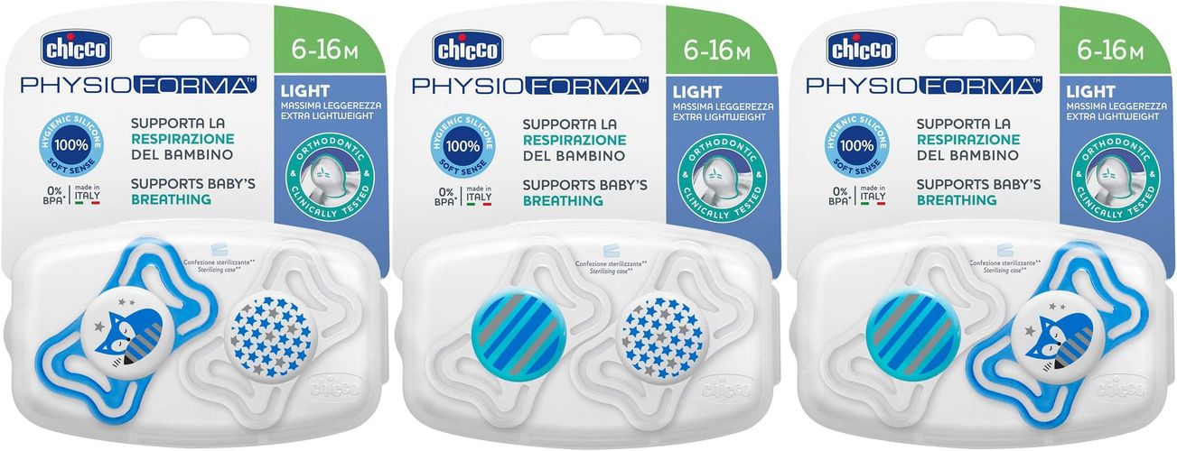 Varalica physio light silikon 2/1 6-16m+ 0%bpa-plava