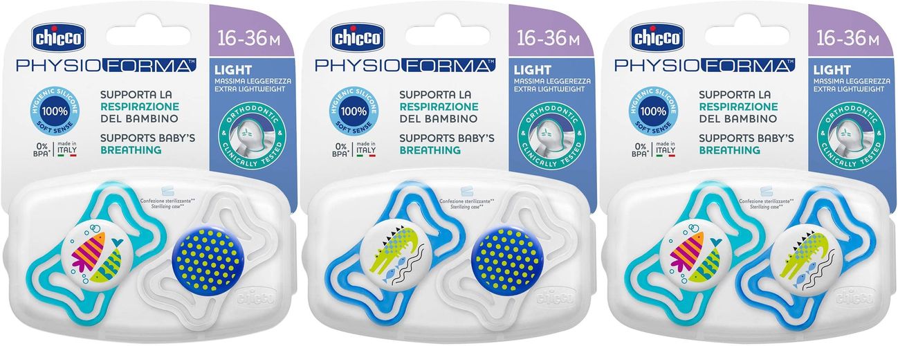 Varalica physio light silikon 2/1 16-36m+ 0%bpa-plava